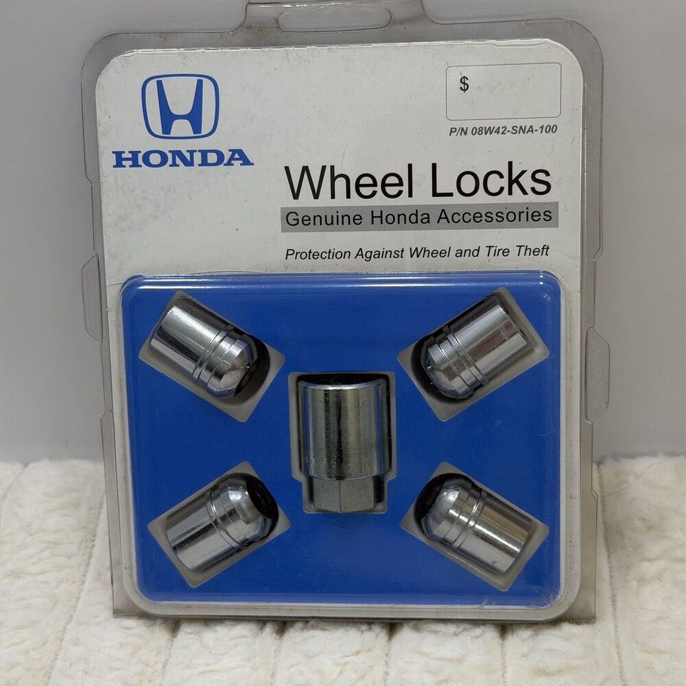 NOS Genuine Honda OEM Wheel Locks 08W42-SNA-100 Complete Set w/ Key Original Box